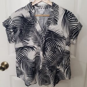 Liz Claiborne Black and White Palm Print Blouse